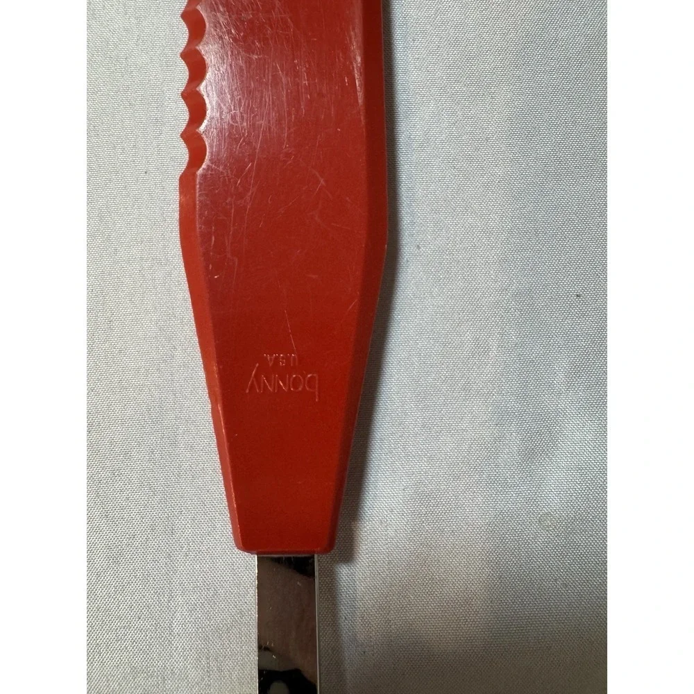 Vintage Bonny Red Long Thin Serrated Spatula Icing Spreader‎ With White Handle